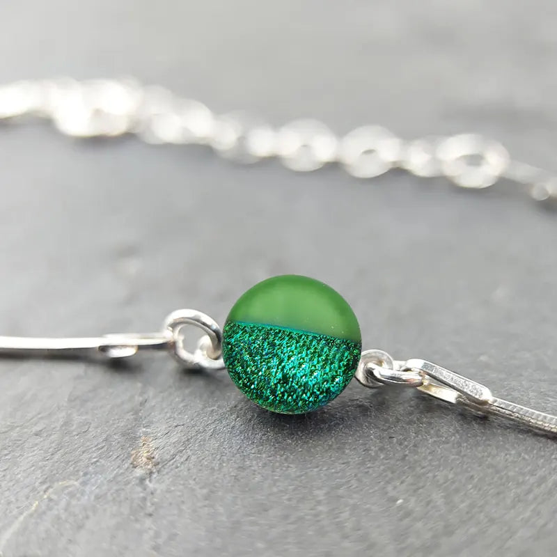 Bracelet serpent artisanal pour femme en argent, vert avantica