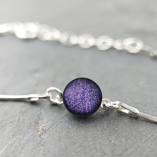 Bracelet serpent en perle de verre argent 925 violet lilalune