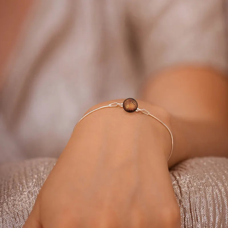 Bracelet serpent pour femme, marron et orange safrane