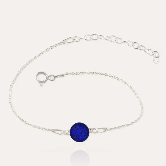 Bracelet simple ensemble femme en argent massif bleu nocturnelle