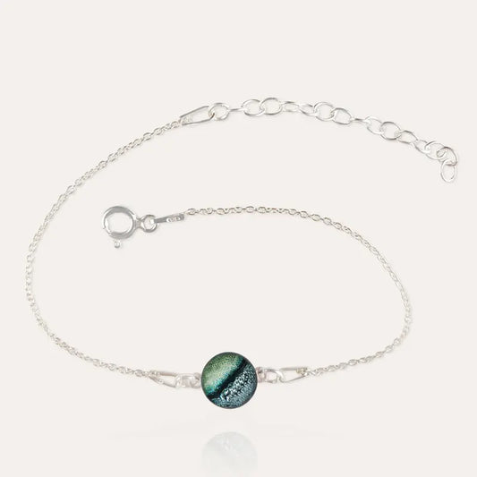 Bracelet simple fantaisie en argent massif vert oryna