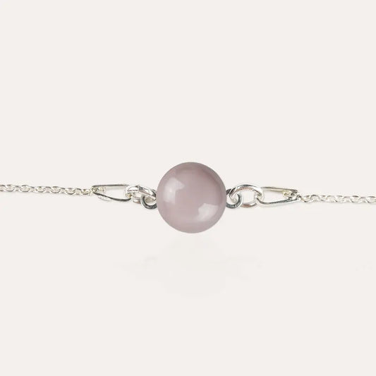 Bracelet simple gros en argent rose roselite