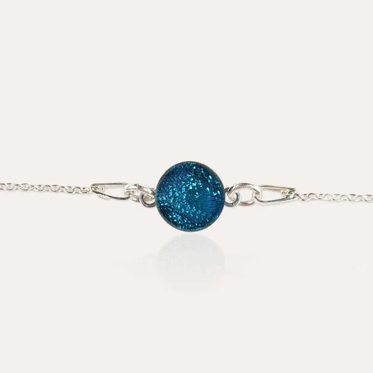 Bracelet simple large en argent pour femme bleu azuline