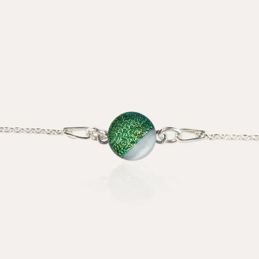Bracelet simple métal femme en argent vert orneige