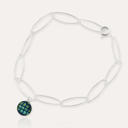 Bracelet torsade artisanale pour femme en argent vert charmella