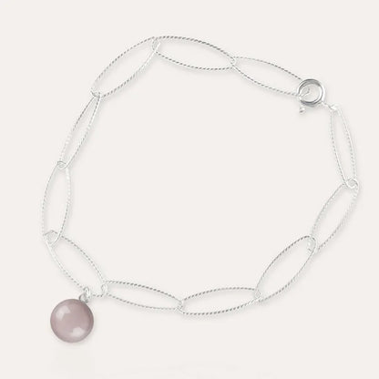 Bracelet torsade avec pendentif en argent rose roselite