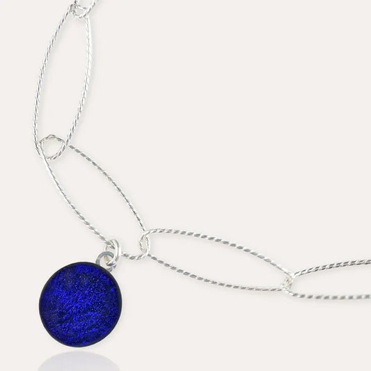 Bracelet torsade bijoux créateur en argent massif bleu nocturnelle