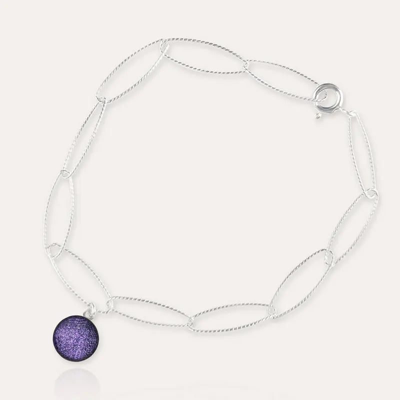 Bracelet torsade fin en argent violet lilalune