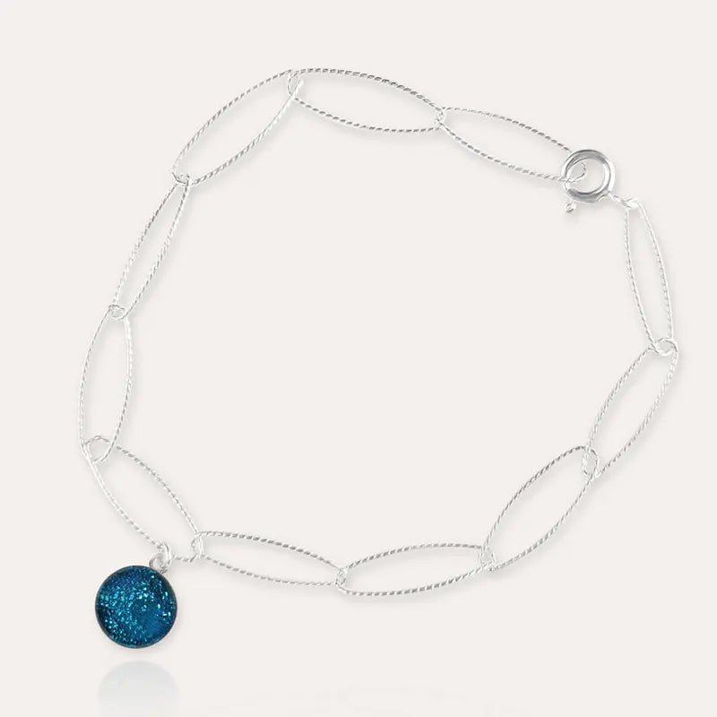 Bracelet torsade pandora en argent massif bleu azuline