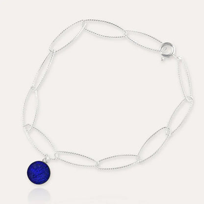 Bracelet torsade pendante en argent bleu nocturnelle