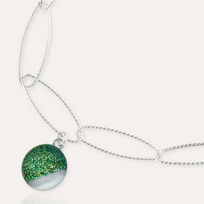 Bracelet torsade réglable en argent vert orneige