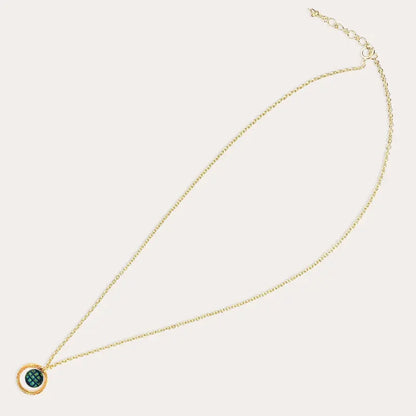 Collier chaîne pour femme discret en plaque or, vert charmella