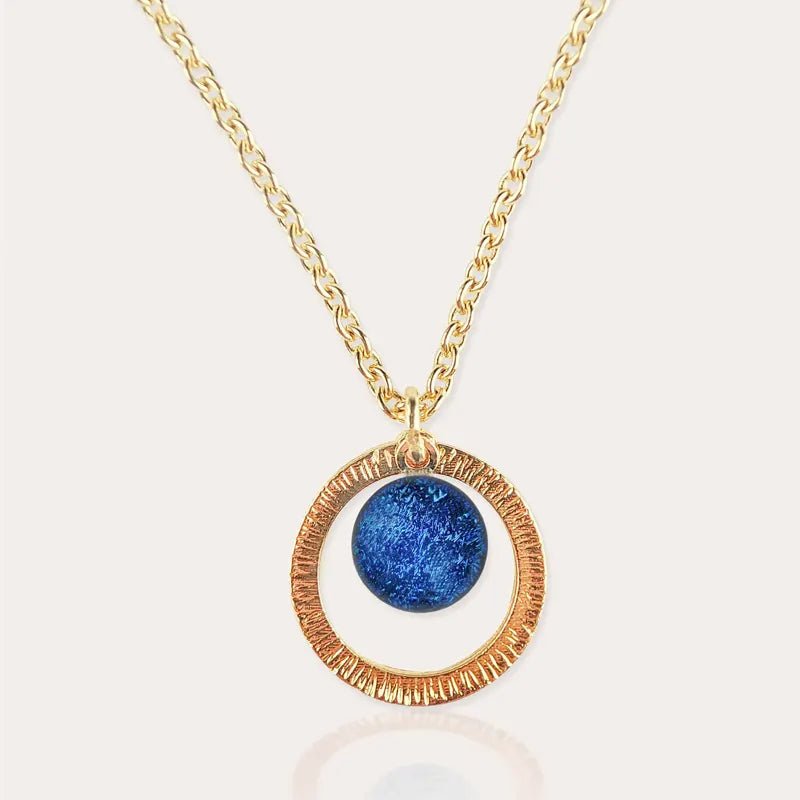 Collier chaîne pour femme pour fêtes des mères, doré bleu lagonia