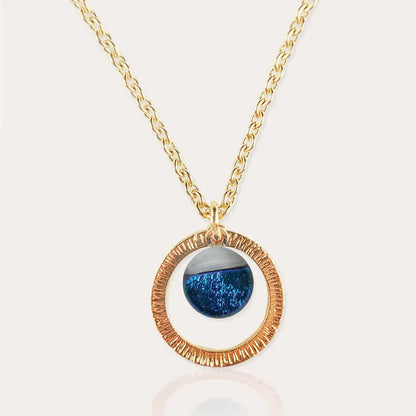 Collier chaîne pour femme grand, doré bleu bleuange