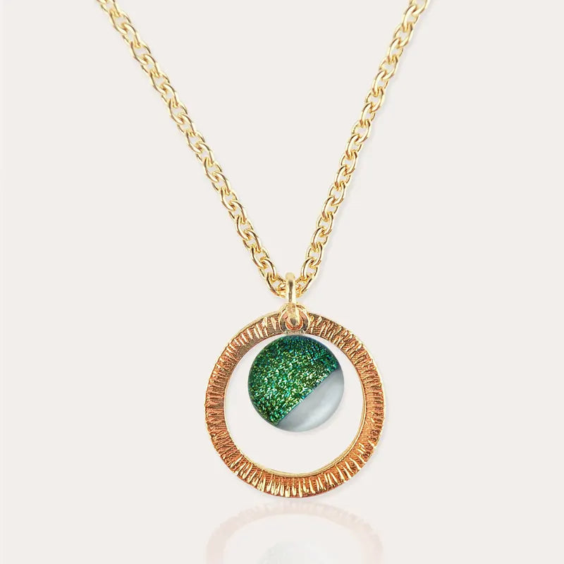 Collier chaîne pour femme grand en plaque or, vert orneige