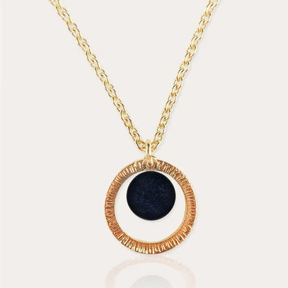 Collier chaîne pour femme avec médaille en or, bleu albarelle