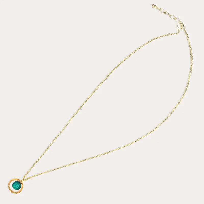 Collier chaîne pour femme avec perles de verre, doré vert emeria