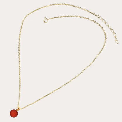Collier chaîne femme réglable avec une perle en plaque or, rouge flambesia