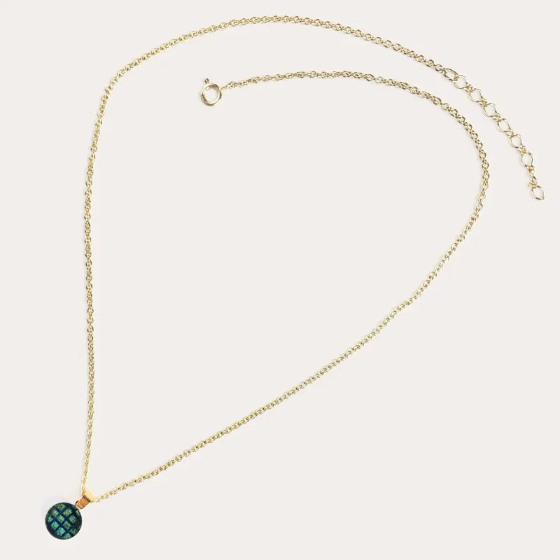 Collier chaîne femme réglable couleur en plaque or, vert charmella