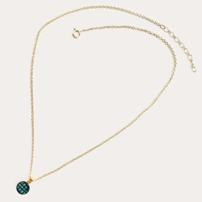 Collier chaîne femme réglable couleur en plaque or, vert charmella