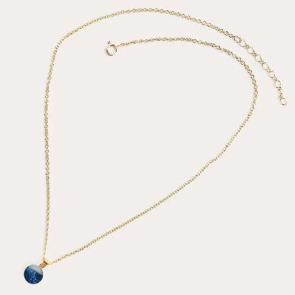Collier chaîne femme réglable grand en or, bleu bleuange