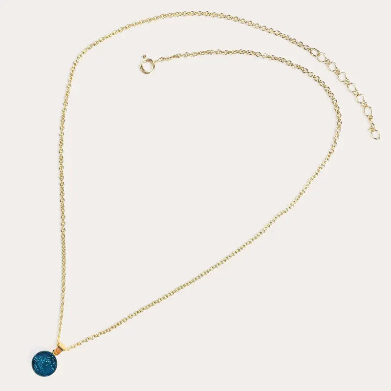 Collier chaîne femme réglable maman en plaque or, bleu azuline
