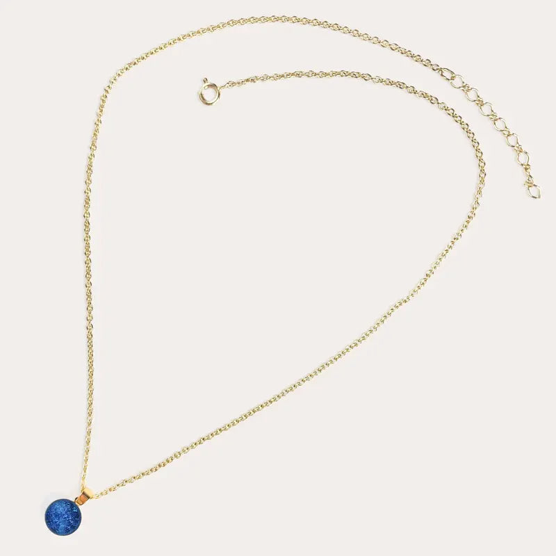 Collier chaîne femme réglable médaillon doré, bleu lagonia