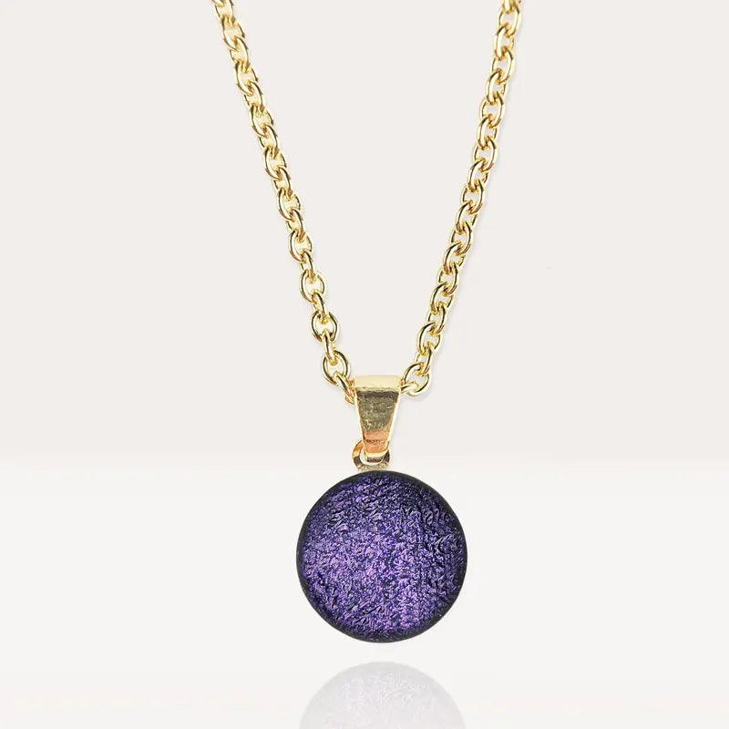 Collier chaîne femme réglable pendentif et or, violet lilalune