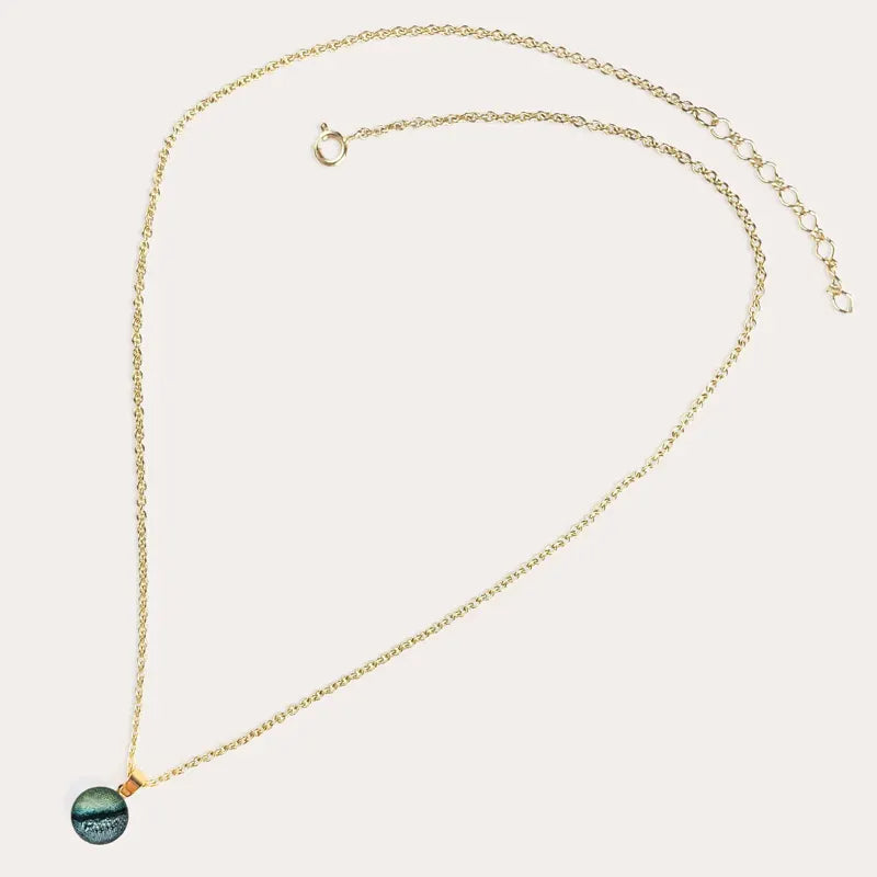 Collier chaîne femme réglable perle fine doré, vert oryna