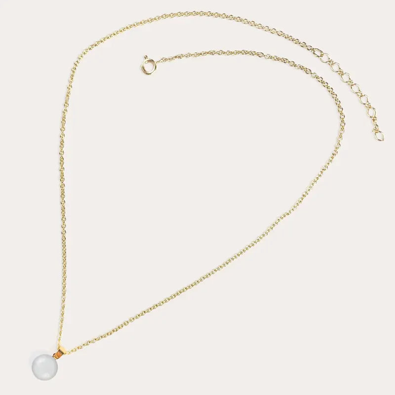 Collier chaîne femme réglable perle pour doré, blanc lumine