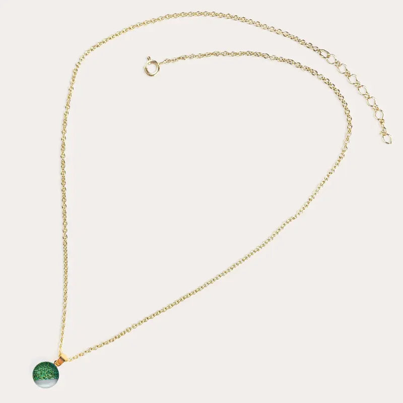 Collier chaîne femme réglable perles d'été doré, vert orneige