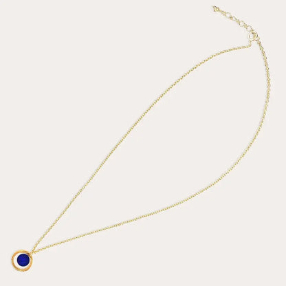 Collier chaîne pour femme sautoir bohème chic, doré bleu nocturnelle