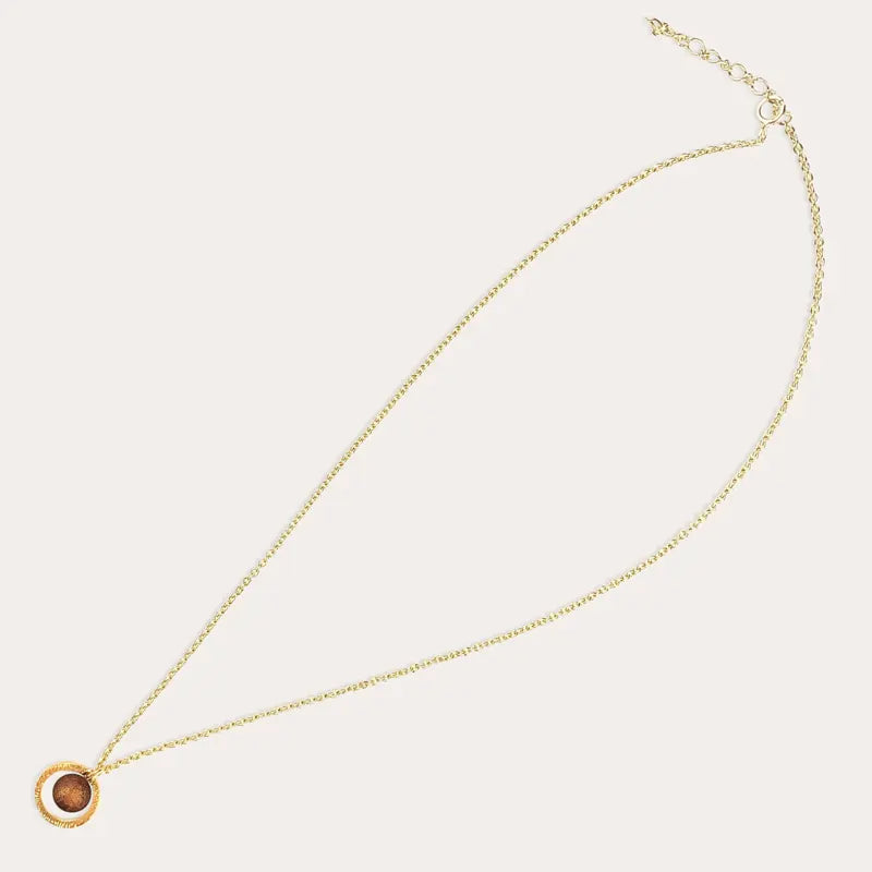 Collier chaîne pour femme torsade, doré marron et orange safrane