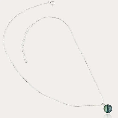 Collier femme bijoux créateur en argent massif, vert oryna