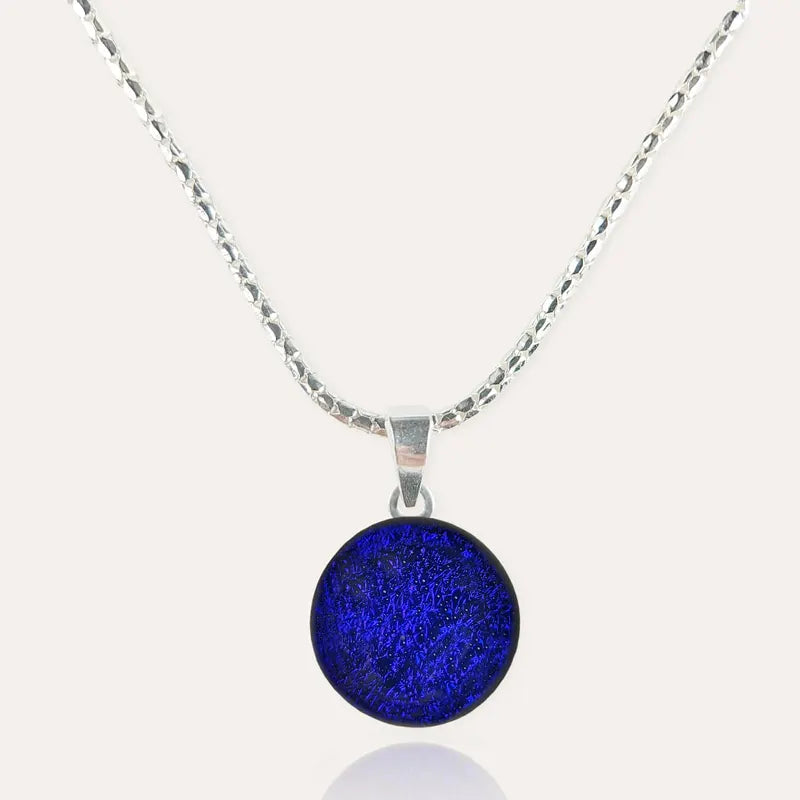 Collier femme en argent massif, bleu nocturnelle