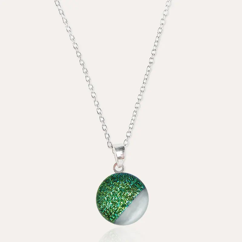 Collier femme long avec pendentif en argent 925 vert orneige