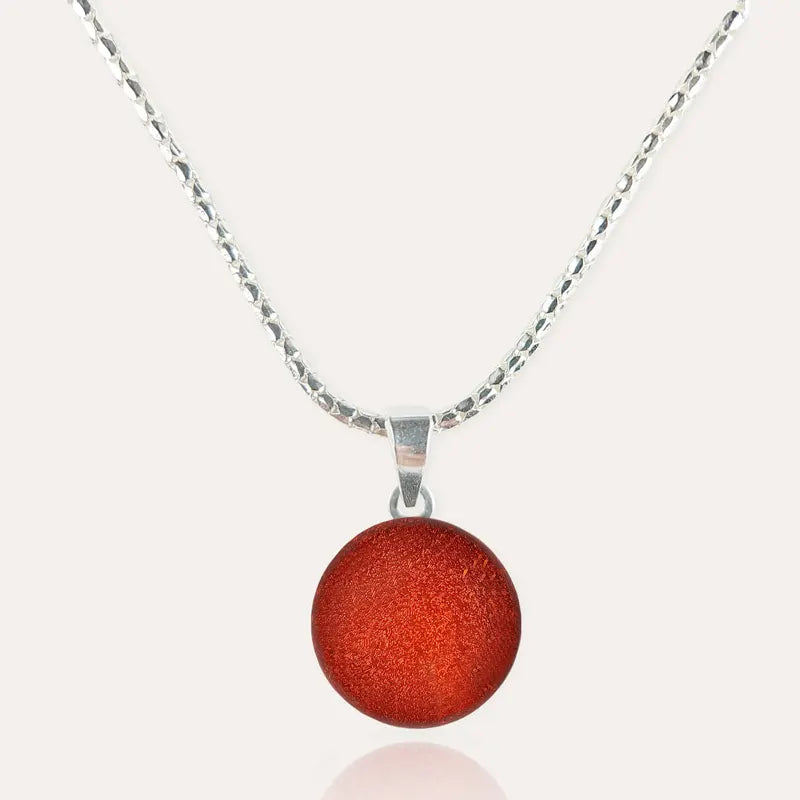 Collier femme marque de luxe en argent massif, rouge flambesia