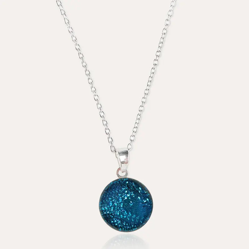 Collier femme médaille en argent massif bleu azuline