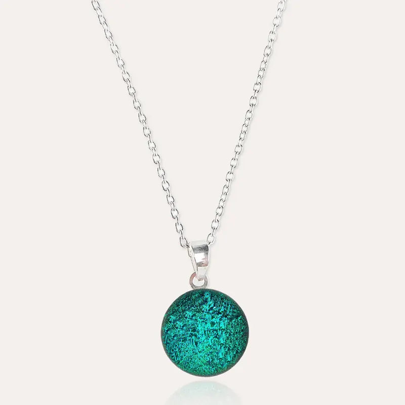 Collier femme pierre de lune en argent massif vert emeria