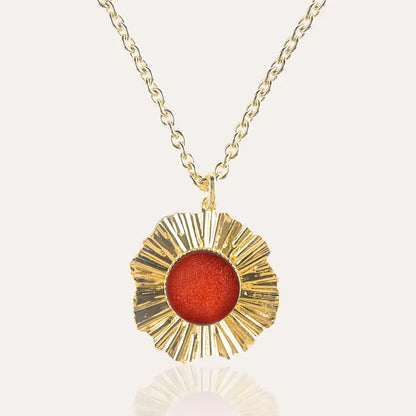 Collier femme réglable fin doré, rouge flambesia