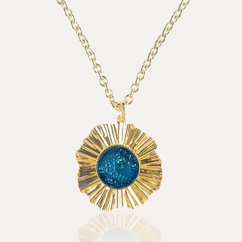 Collier femme réglable grand doré, bleu azuline