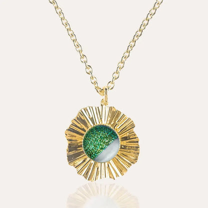 Collier femme réglable mariée perle en or, vert orneige