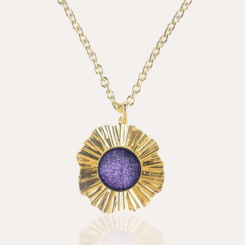 Collier femme réglable Murano doré, violet lilalune