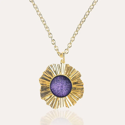 Collier femme réglable Murano doré, violet lilalune