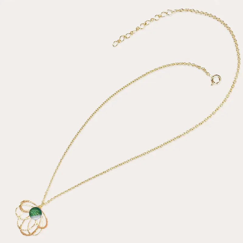 Collier pour femme tendance court, doré vert orneige