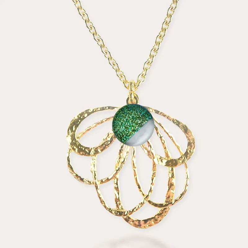 Collier pour femme tendance de perle, doré vert orneige