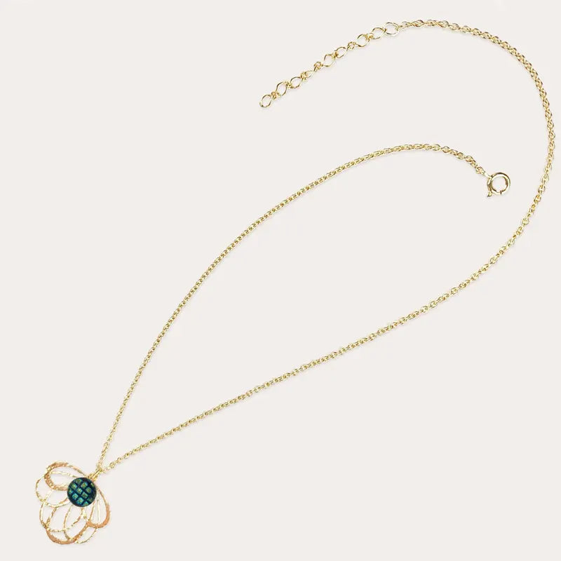 Collier pour femme tendance de perle, plaque or vert charmella