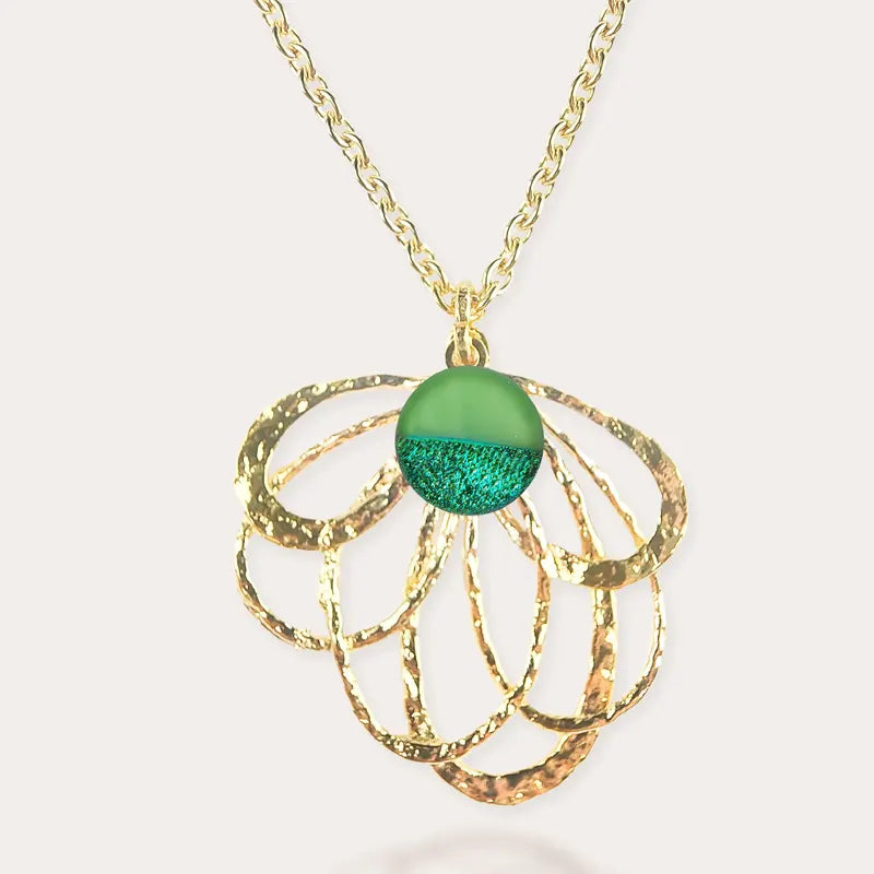 Collier pour femme tendance mariée perle, doré vert avantica