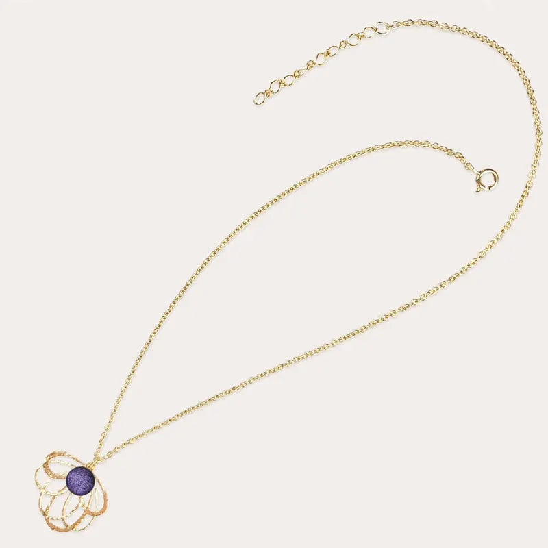 Collier pour femme tendance médaillon, doré violet lilalune