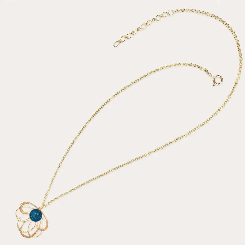 Collier pour femme tendance avec pendentif en  doré bleu azuline